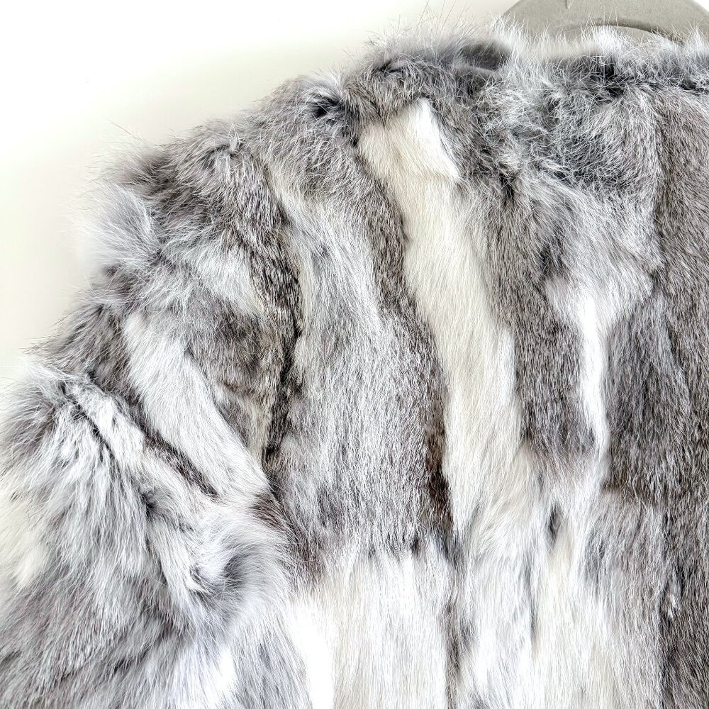 New Arielle Rabbit Fur Jacket in Multi-Grey Size Medium - Picture 10 of 13